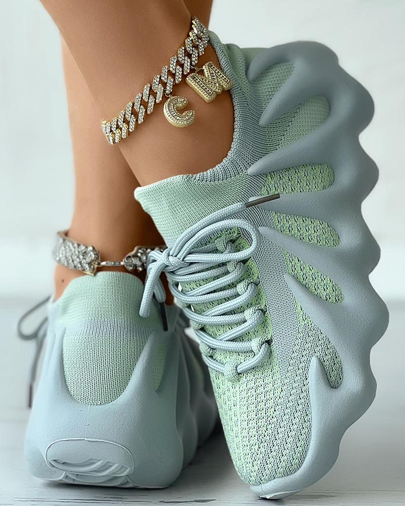 

Lace-up Knit Octopus Sneakers, Gray