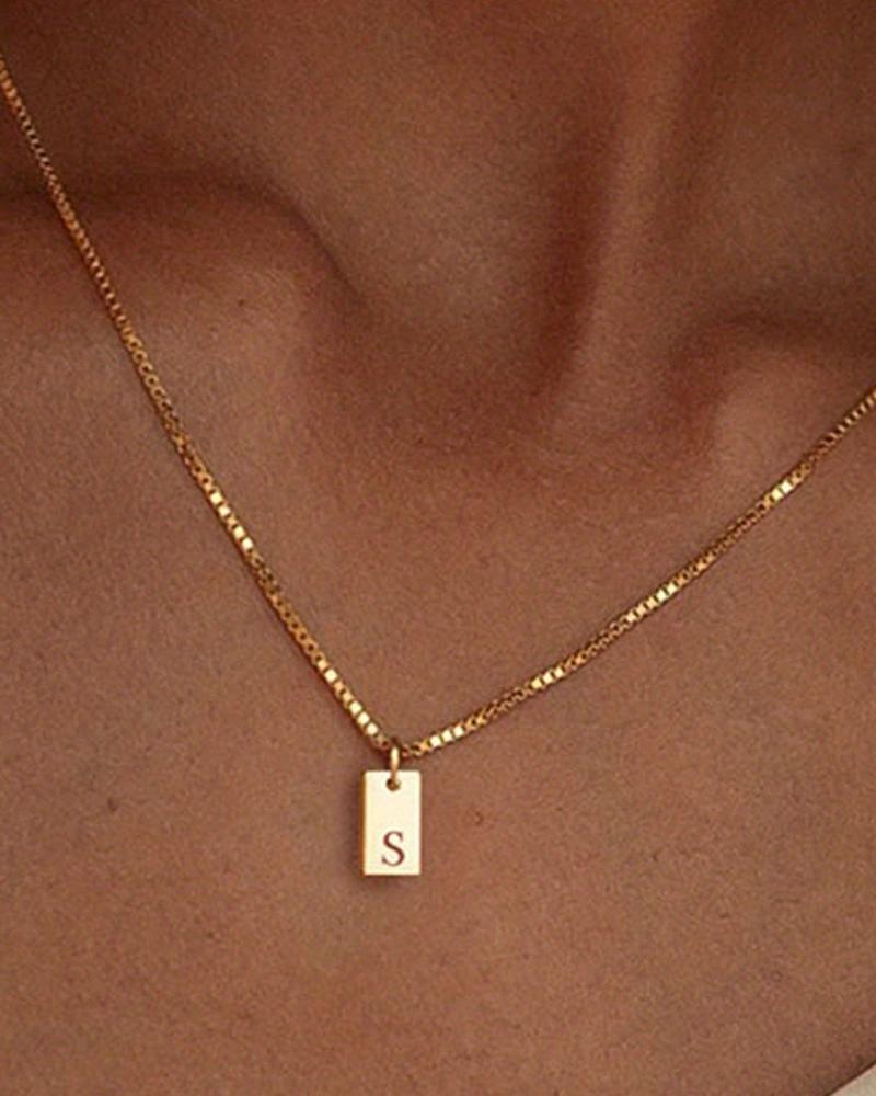 

1pc Alphabet Letter Engraved Pendent Necklace, Style19