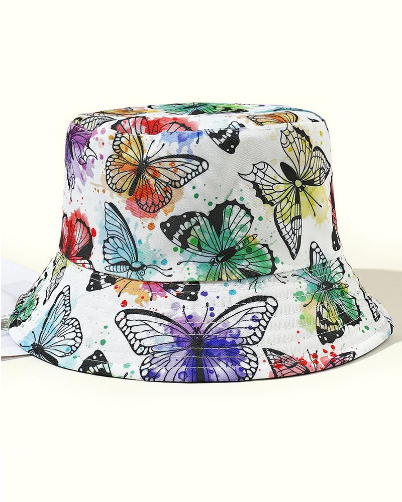 

Butterfly Print Sun Bucket Hat, Style1