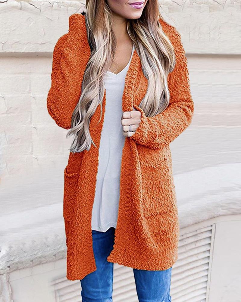 

Long Sleeve Pocket Detail Open Front Cardigan, Orange