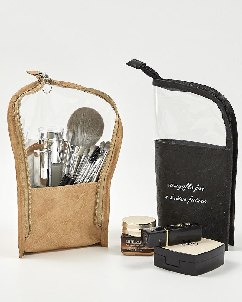 

Letter Pattern Waterproof Makeup Bag, Black