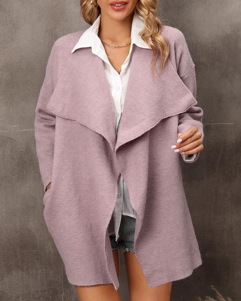 

Open Front Long Sleeve Knit Cardigan, Light purple