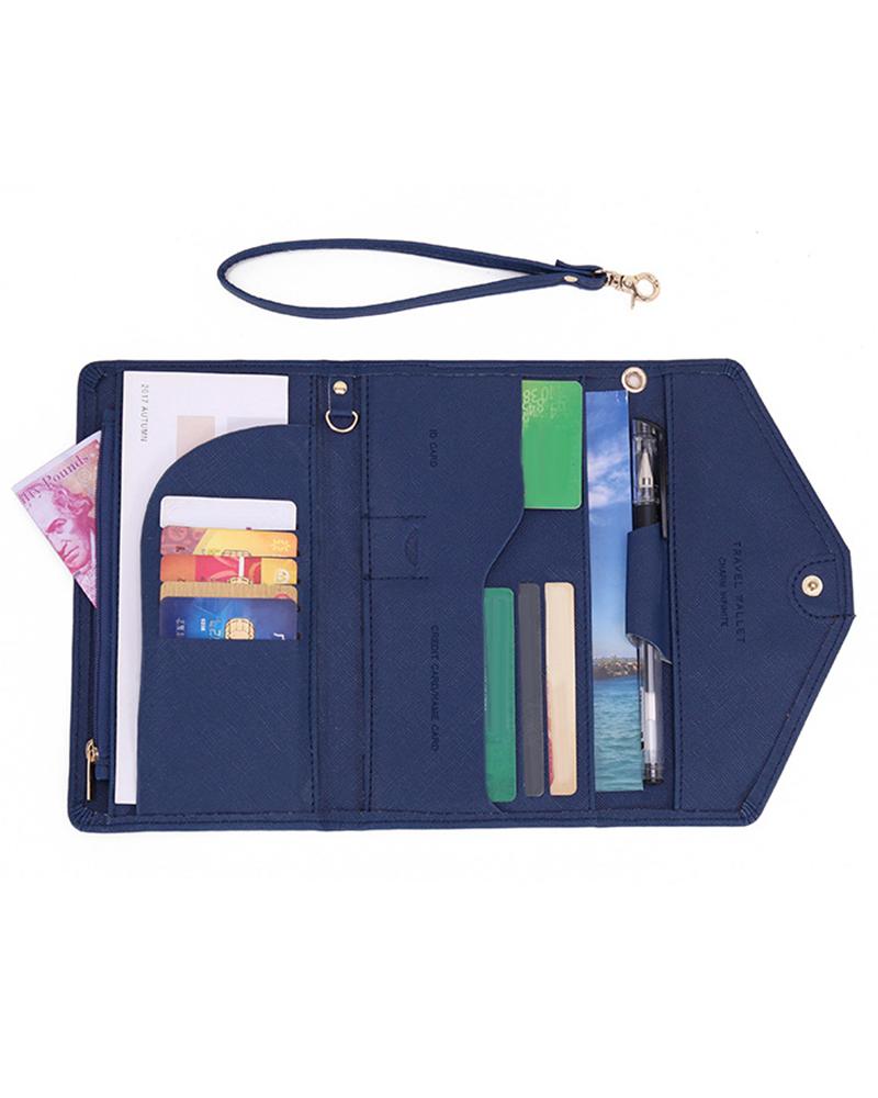 

Card Case Travel Document Organizer Passport Holder Cover Purse, Blue