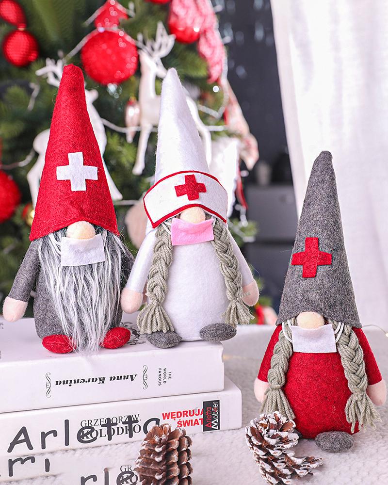 

Gnome Doll Xmas Elves Doctor Nurse Faceless Santa Claus Christmas Ornament, Style1
