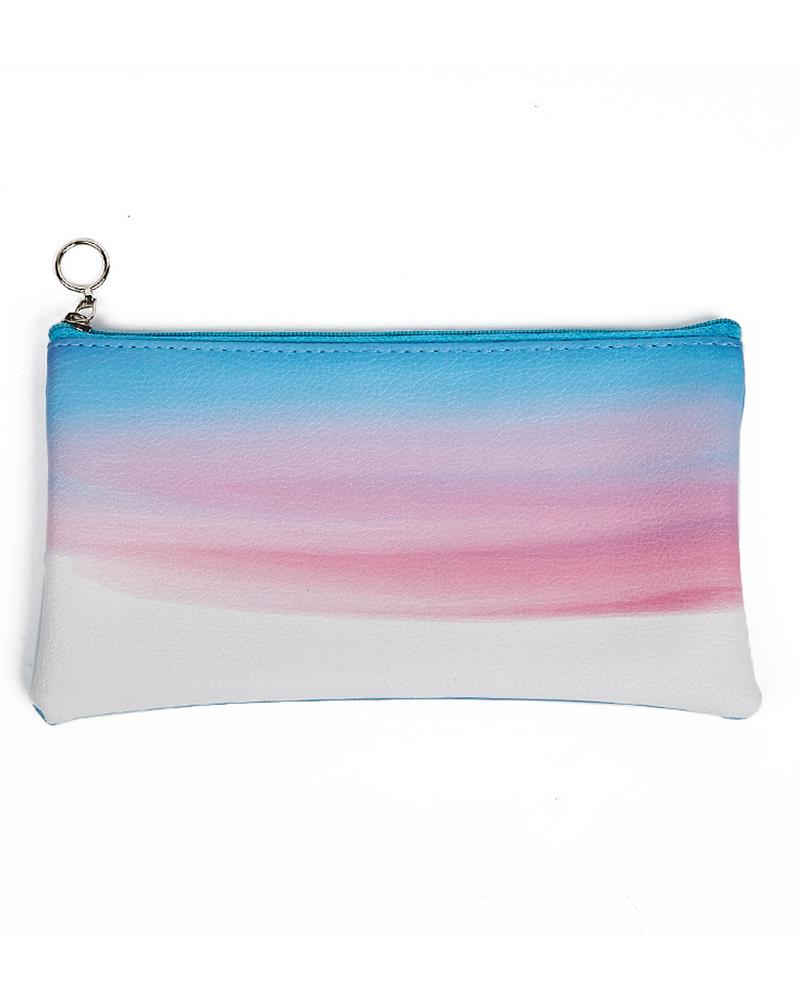 

Ombre Square Zipper Decor Functional Makeup Bag, Blue