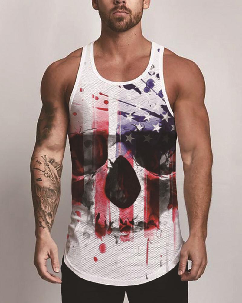 

Independence Day Patterns Print Sleeveless Loose Tanks, Multicolor