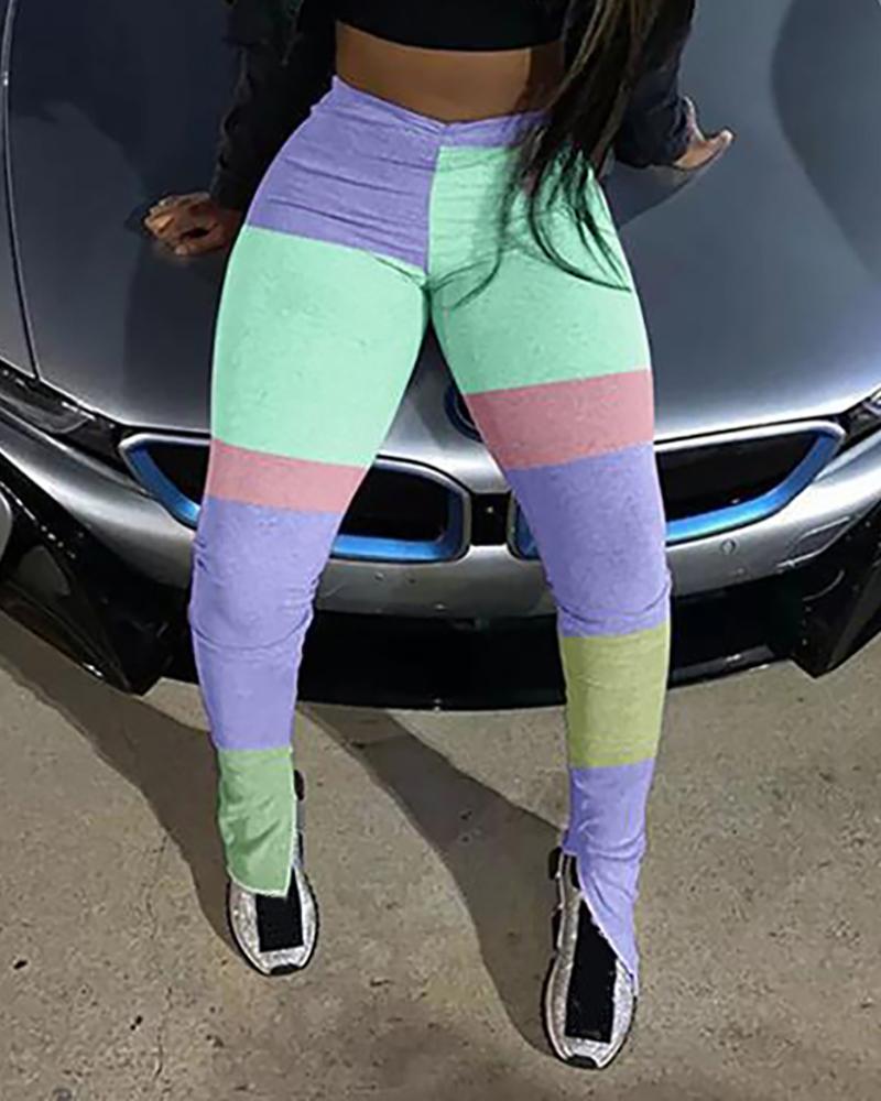 

Colorblock Slit Detail Active Pants, Purple