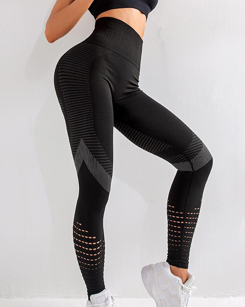 

Skinny Mesh High Waist Yoga Pants, Black