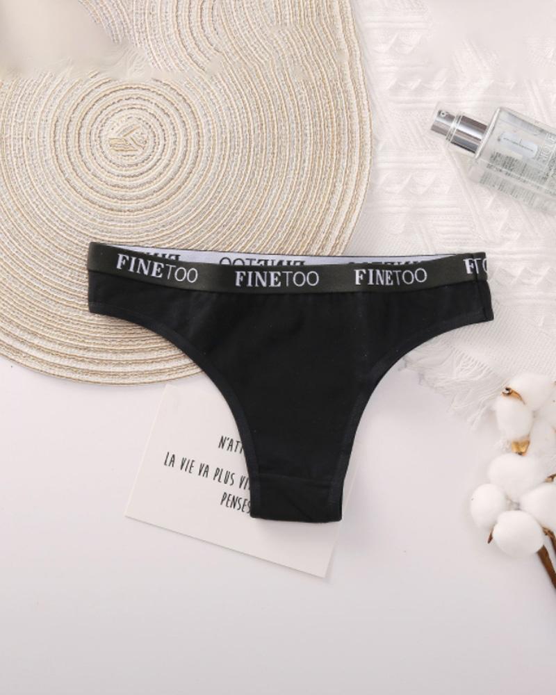 

Letter Print Breathable Cotton Panty, Black