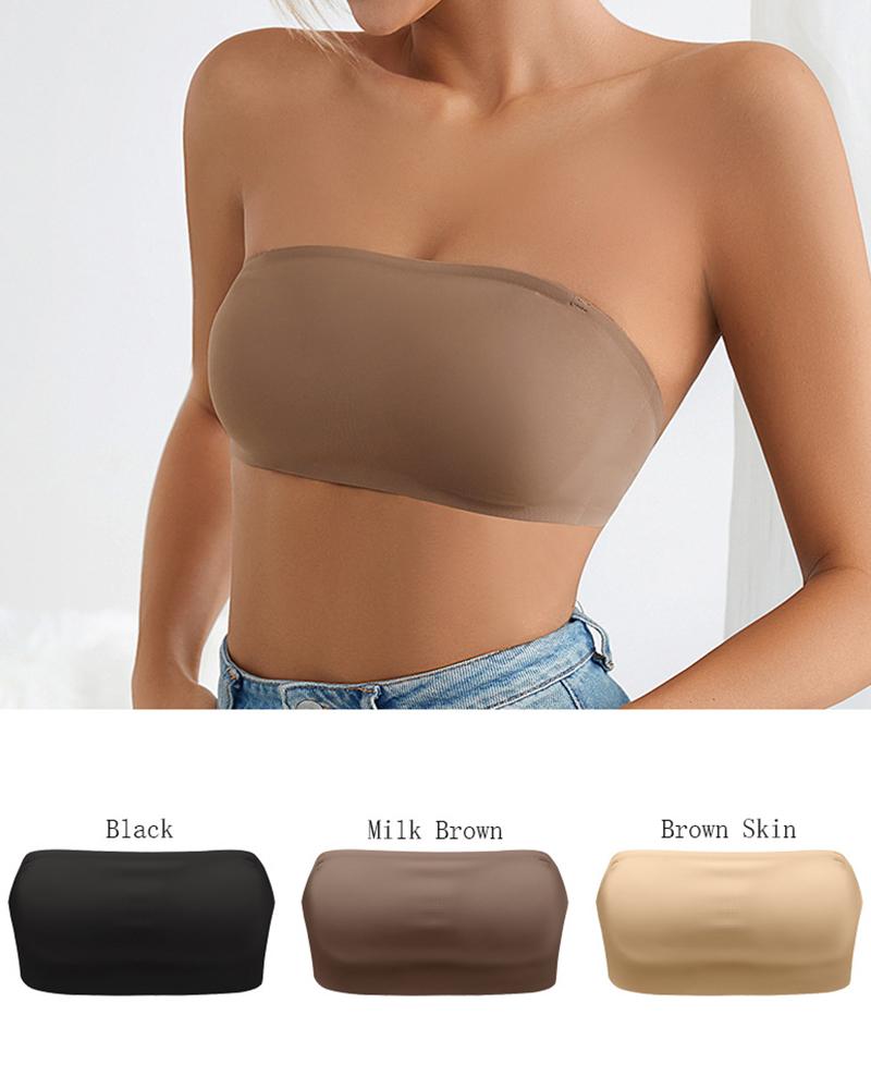 

Bandeau Seamless Padded Quick Dry Bra, Coffee