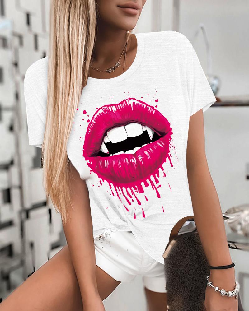 

Pineapple Cartoon Print Short Sleeve Loose T-shirts, Style19