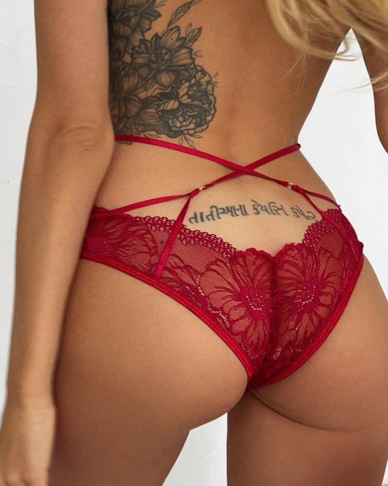 

Bandage Crochet Lace Panty, Red