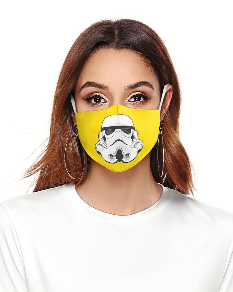 

Cartoon Print Colorblock Breathable Face Mask, Yellow