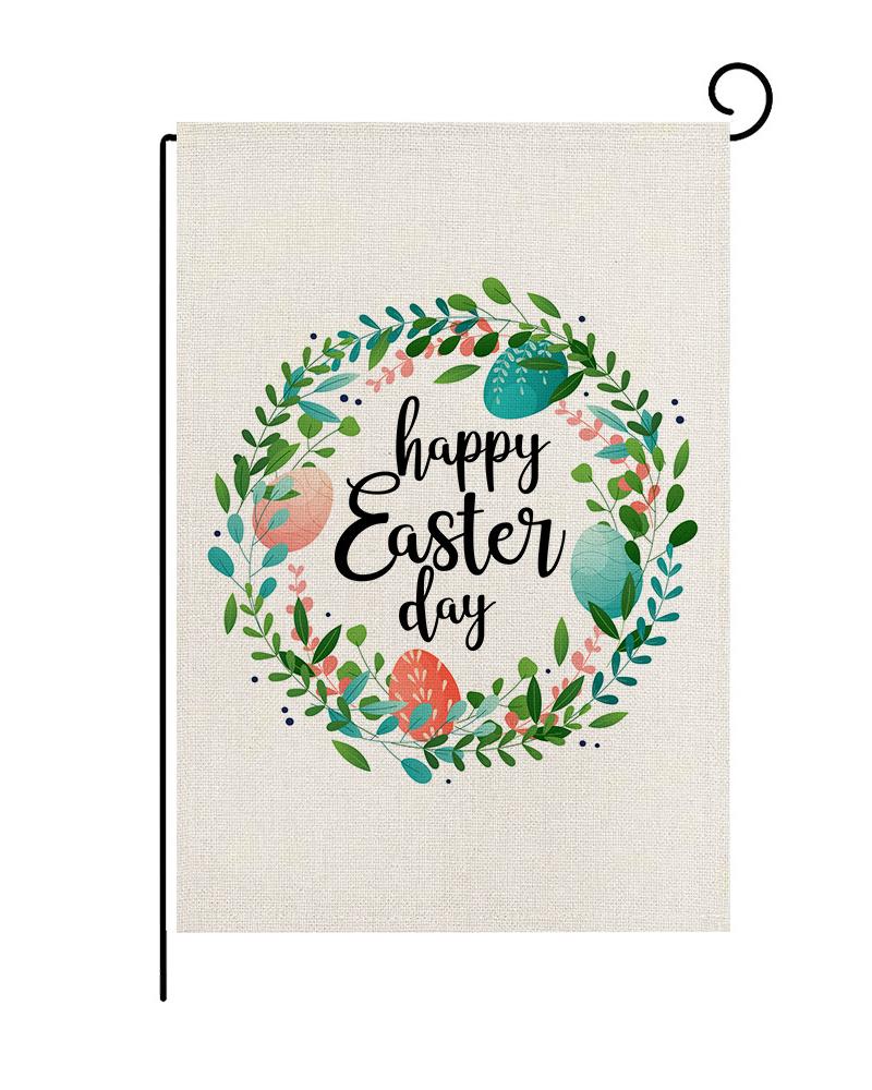 

1pc Easter Graphic Letter Print Garden Flag Outdoor Decoration, Green