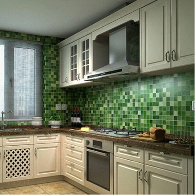 

45x200cm Mosaic Aluminum Foil Self-adhensive Anti Oil Wall Paper Sticker Kitchen, Yellow