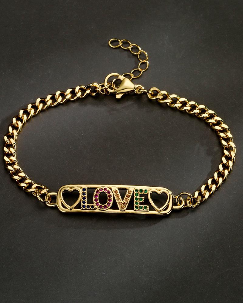 

1pcs Love Letter Pendant Rhinestone Chain Bracelet, Style3