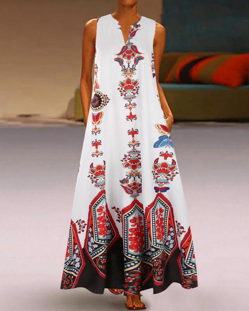 

Vintage Casual Long Dress, White