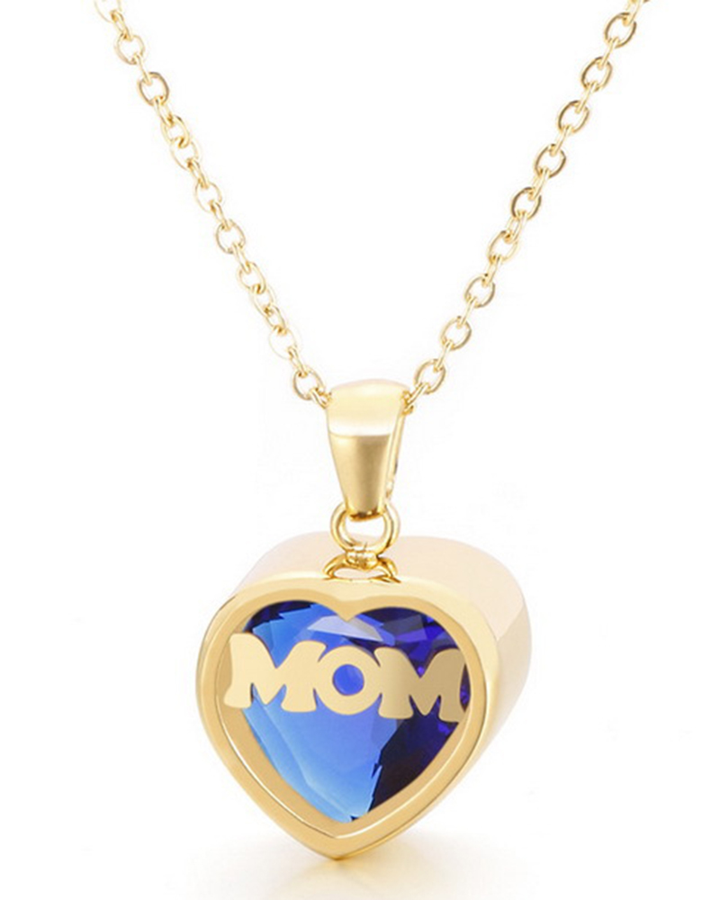 

1pc Mother's Day Crystal Stone Letter Mom Necklace, Style3