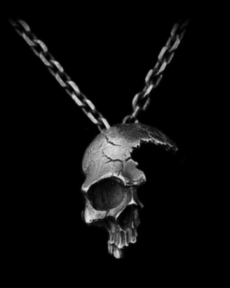 

1pc Halloween Gothic Skull Pendant Necklace, Black