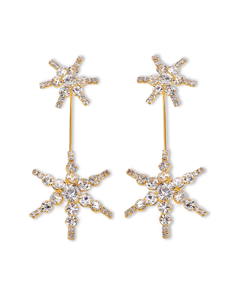

1Pair Sparkling Rhinestone Snowflake Drop Earrings, Gold