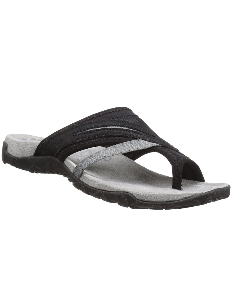 

Toe Post Breathable Mesh-And-Leather Sandals, Black
