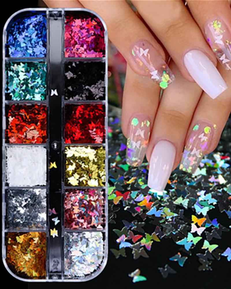 

1Box Colorful Butterfly Shaped Sequins Nail Art Decoration, Style2