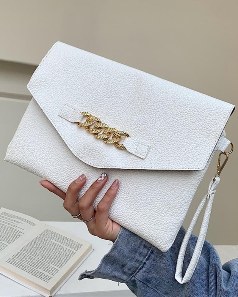 

Chian Decor Envelop Clutch Bag, White