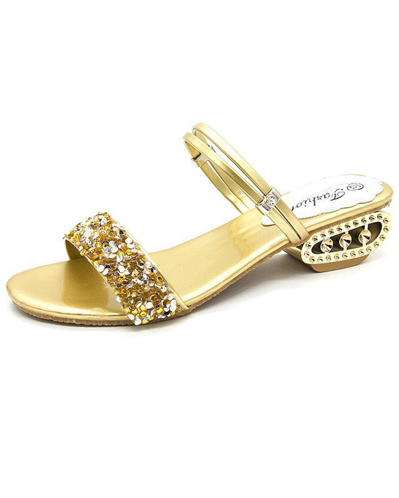 

Slingback Sequin Patch Wedding Guest Shoes, Gold