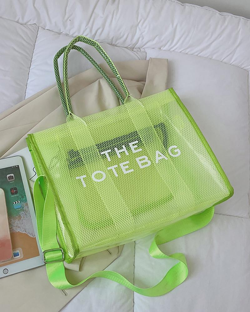 

Travel Versatile Transparent Shoulder Tote Bags, Green