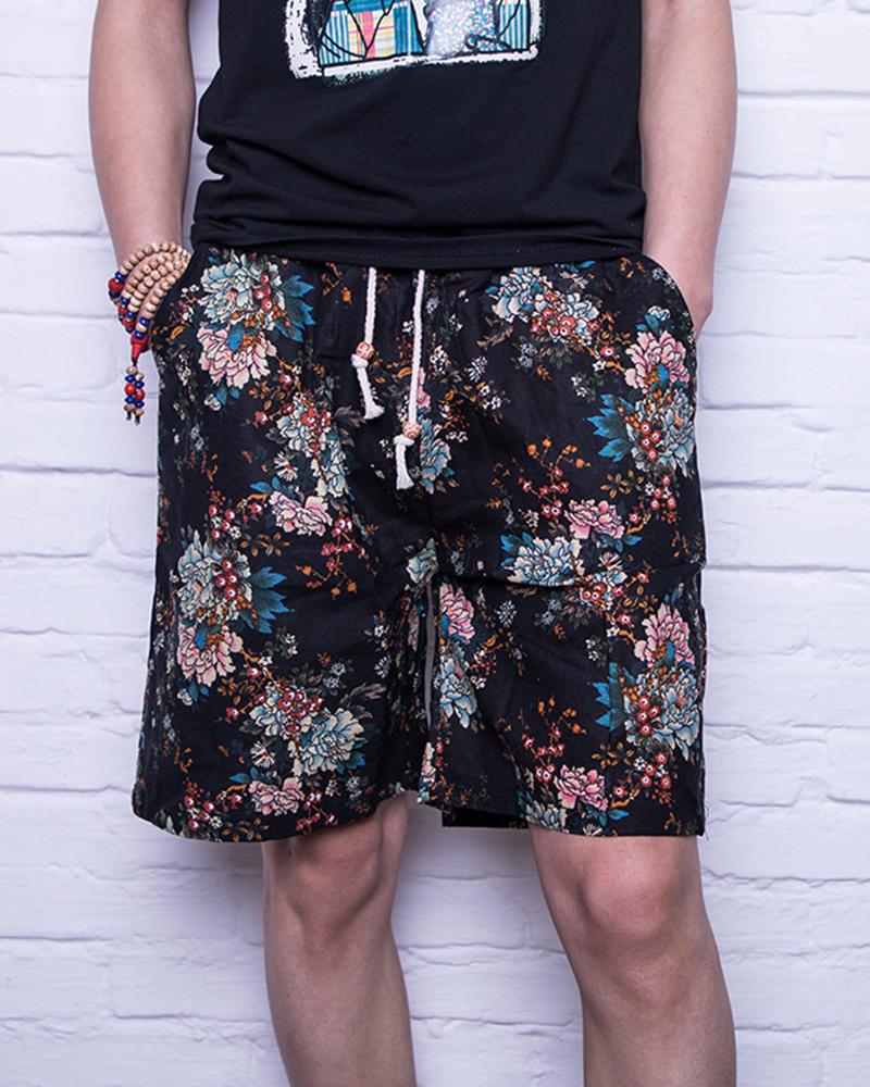

Paisley Print Loose Drawstring Shorts, Style2