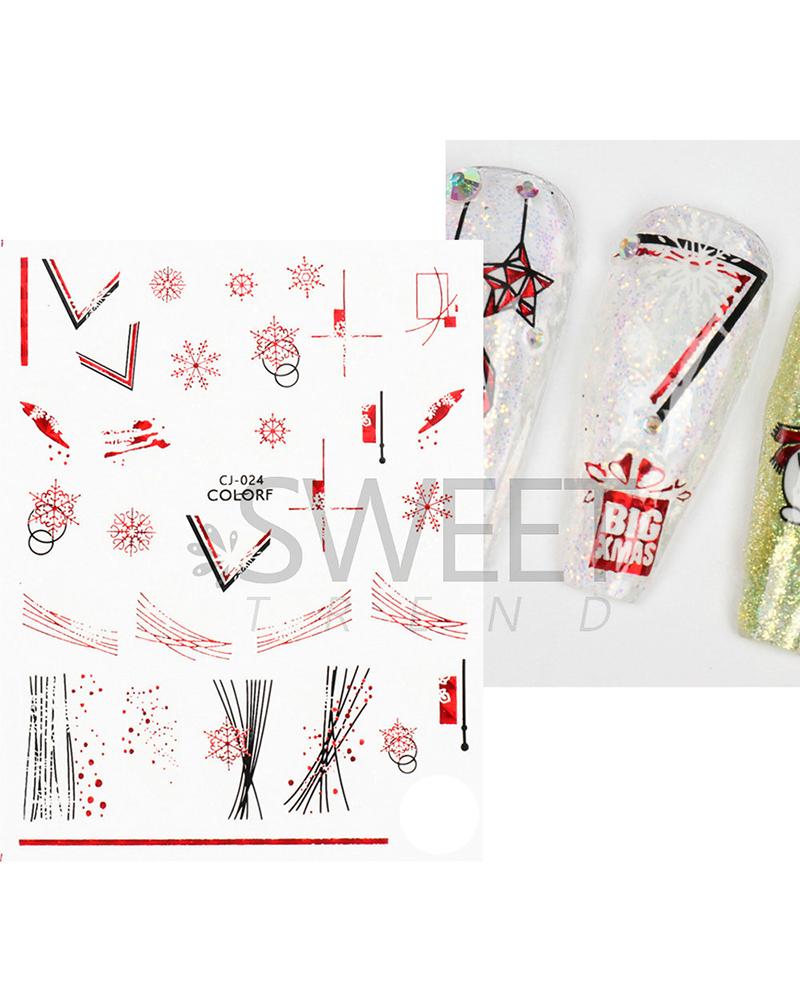 

1 Sheet 3D Christmas Gift Snowflake Santa Nail Art Stickers, Style6