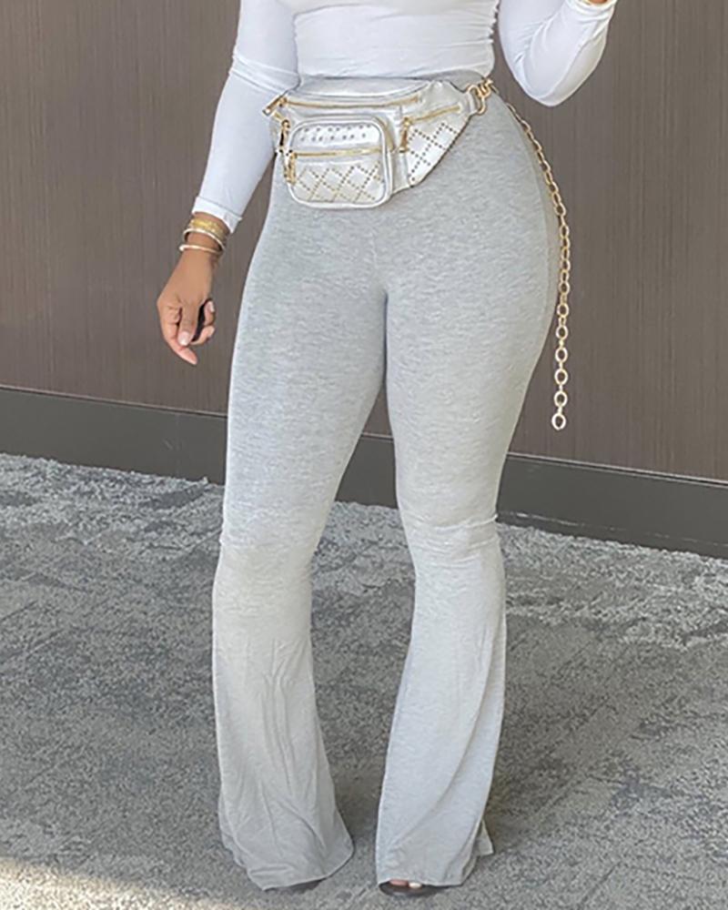 

High Waist Skinny Bootcut Pants, Gray