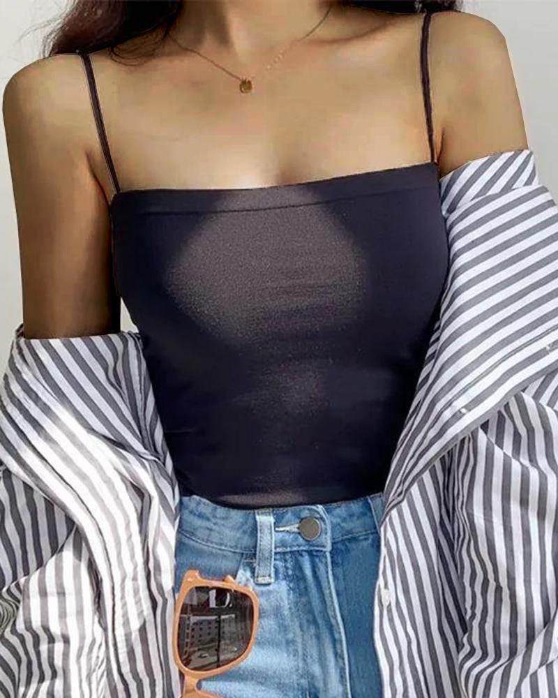 

Square Neck Padded Cami Top, Black