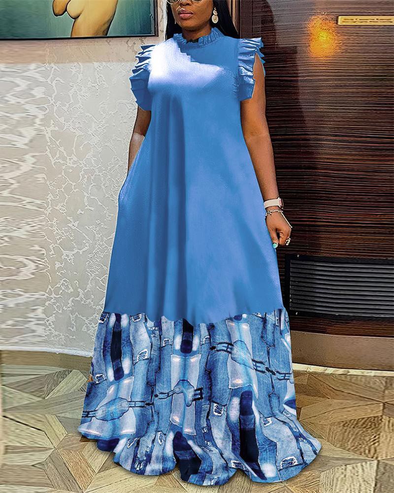 Women’s Floral Print Wrap Maxi Dress – Sleeveless A-Line Ruffle Hem For Summer, Teacher, Business & Casual Wear