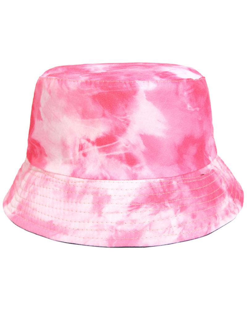 

Reversible Double-Side-Wear Tie Dye Print Bucket Hat, Pink