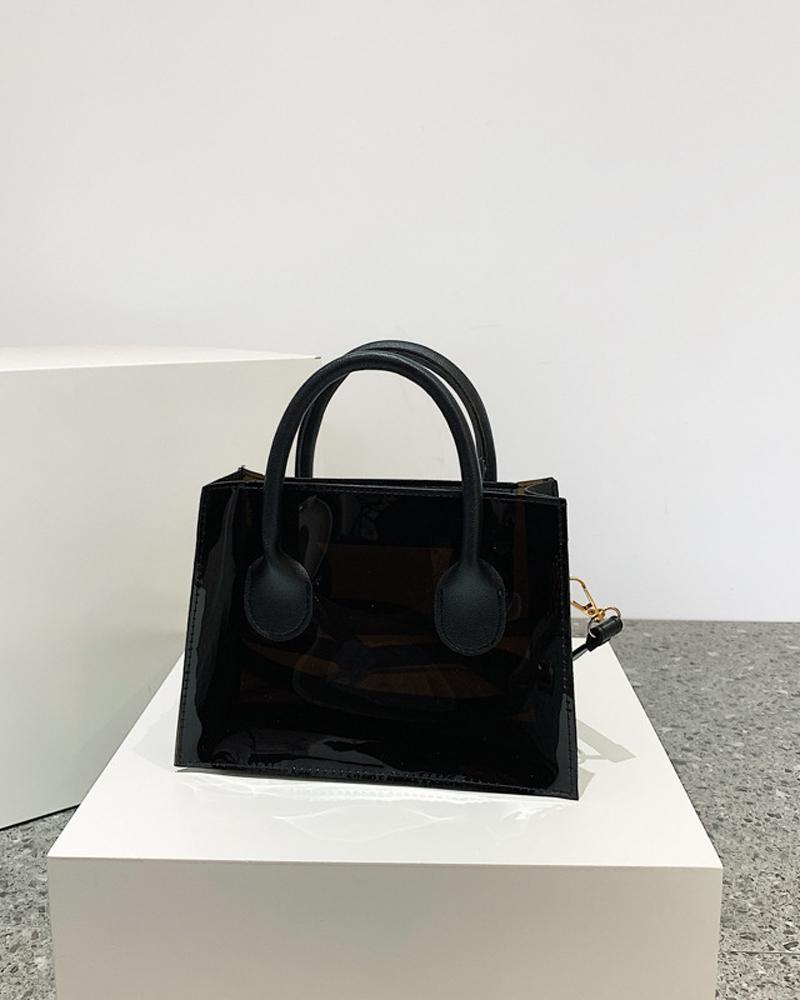 

Clear Shoulder Bag With Handle, Black