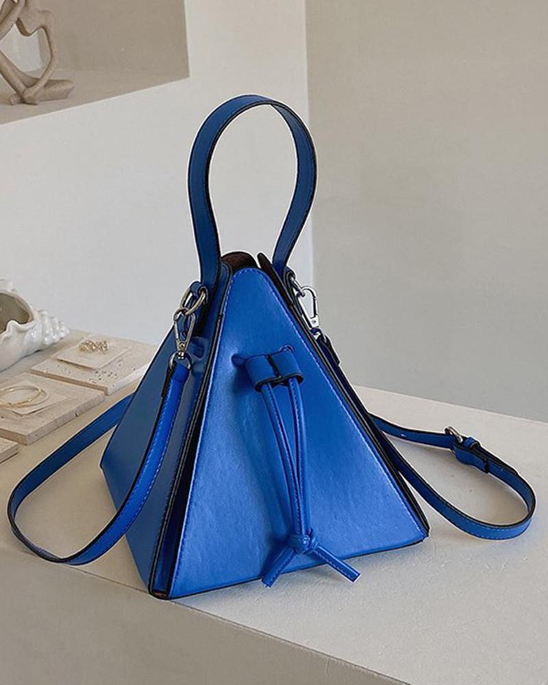 

Drawstring Triangle-Shaped Handbag Fashionable Crossbody Bag, Dark blue