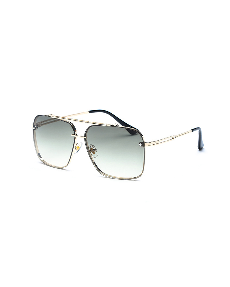 

Colorblock Square-frame Anti-uv Sunglasses, Green