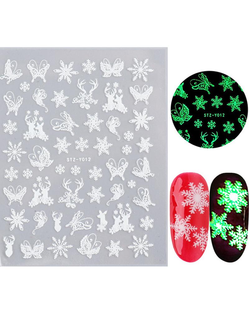 

1 Sheet Night Glow Luminous Christmas Pattern Nail Sticker, Style1