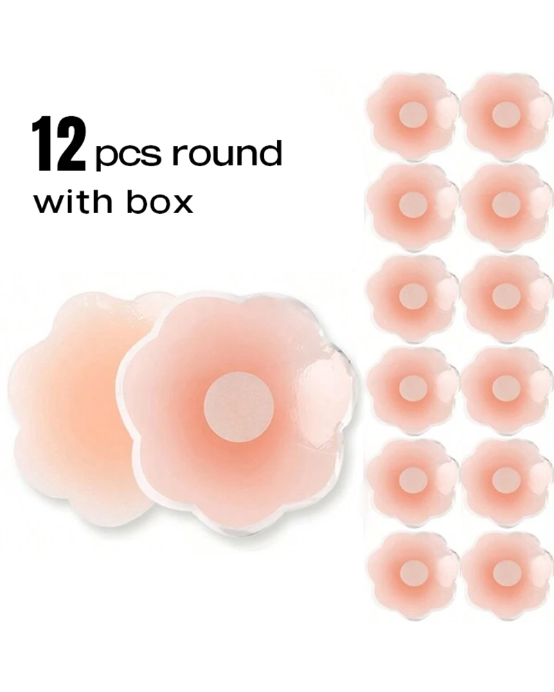 

6Pairs/12PCS With Box, Nude Feeling, Silicone Breast Lift Tape, Anti-slip, Strapless And Reusable Women Breast Invisibility Cover, Silicone Nipple Cover, Style2