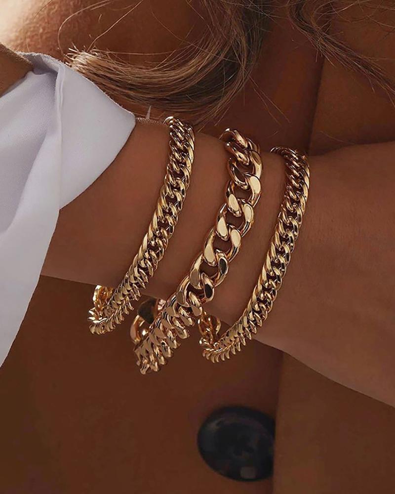 

3pcs Simple Chain Bracelet, Gold