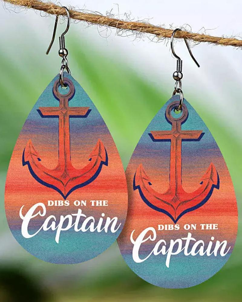 1 par Dibs On The Captain Gradient Anchor Print Pendientes colgantes