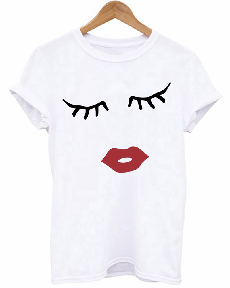 

Eyelashes And Lip T Shirts, White