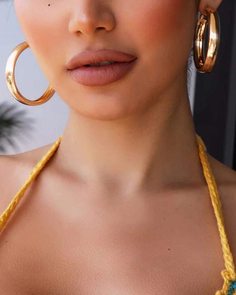

1Pair Simple Trendy Hoop Earrings, Gold