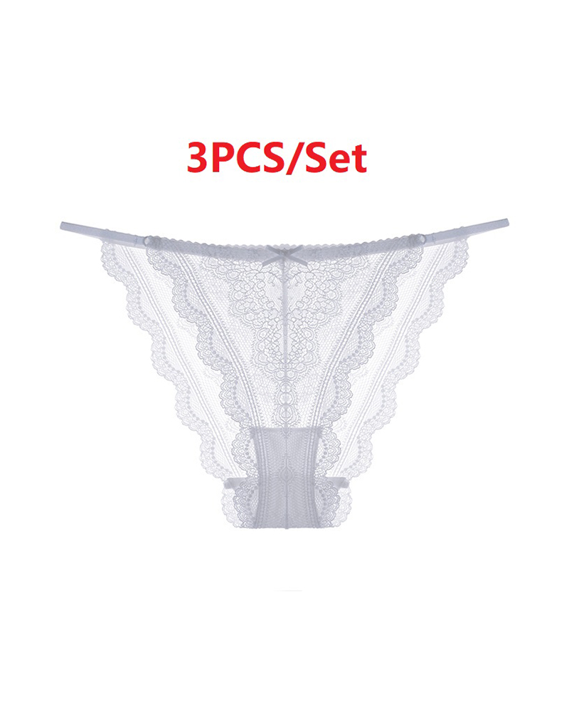 

3PCS/Set Crochet Lace Thong Panty, White
