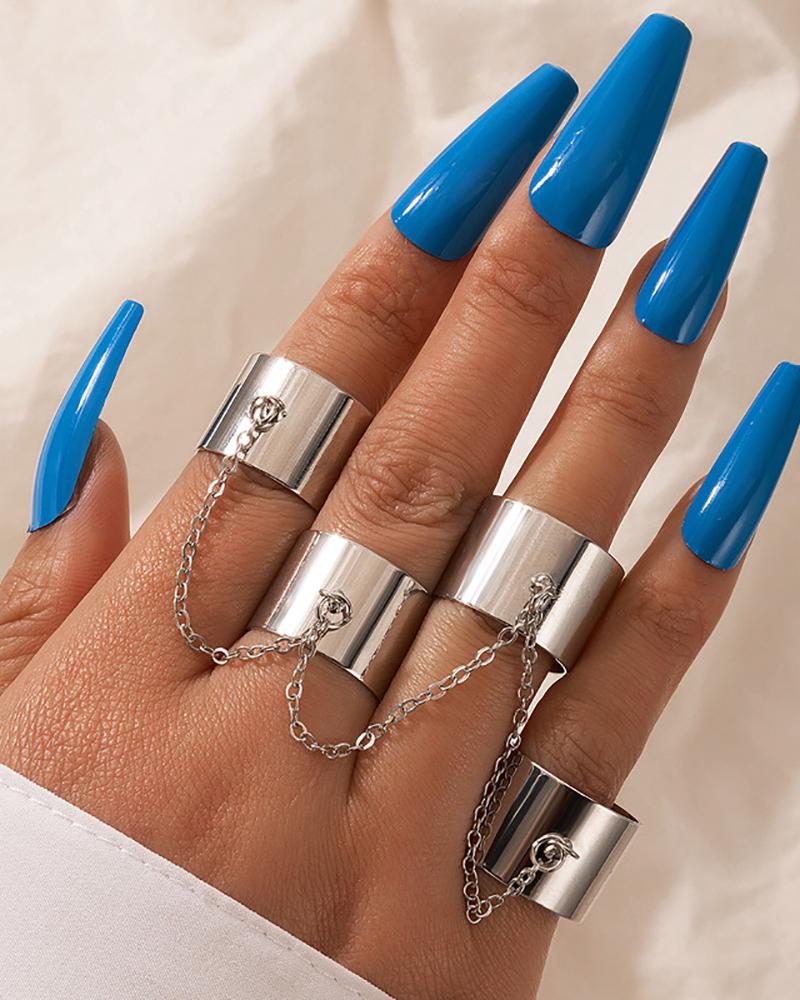 

Chain Detail Rings, Silver
