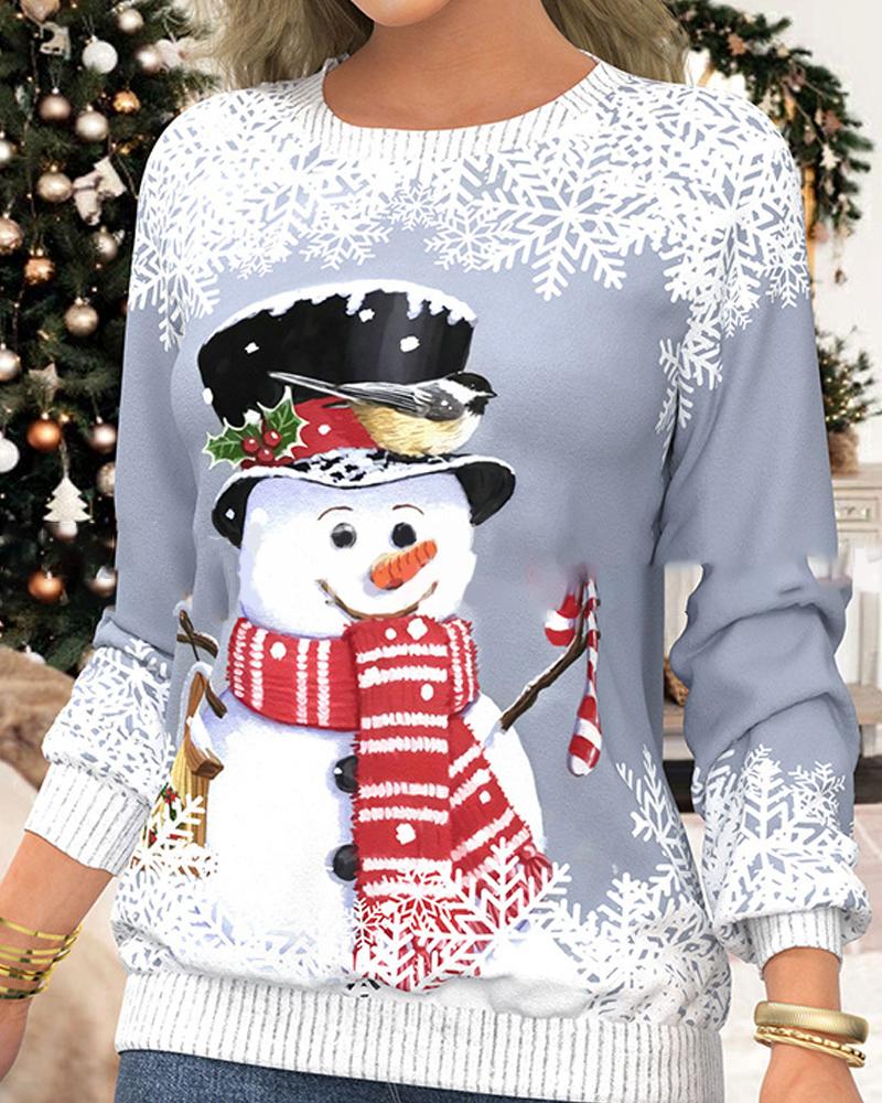 

Christmas Snowman Elk Print Long Sleeve Sweatshirt, Style5