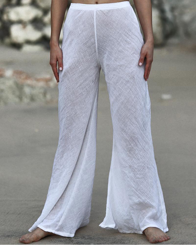 

Wide Leg High Waist Pants, White