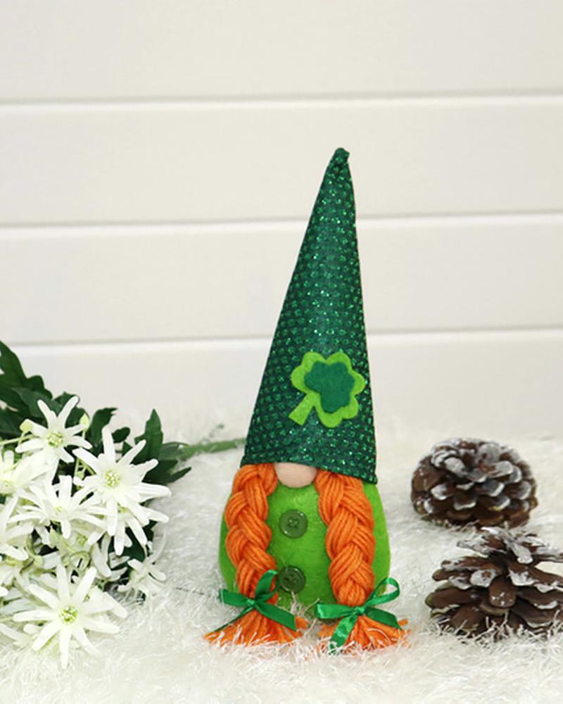 

St.Patrick's Day Gnome Decorations Mr & Mrs Green Plaid Print Ornaments, Style1