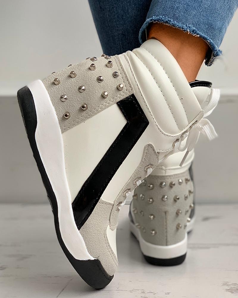 

Rivet Colorblock Lace-up Hidden Wedge Sneaker, Gray